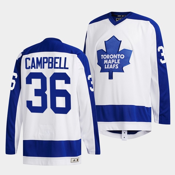 Men's White Toronto Maple Leafs #36 Jack Campbell Classics Primary Logo Stitched Jersey